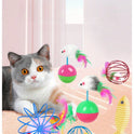 8PCS Cat Feather Ball Toy Set | Interactive Chase Toys for Indoor Cats