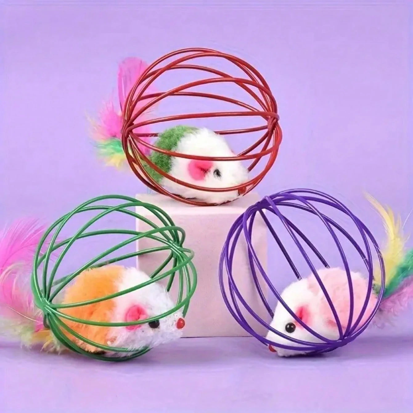 8PCS Cat Feather Ball Toy Set | Interactive Chase Toys for Indoor Cats