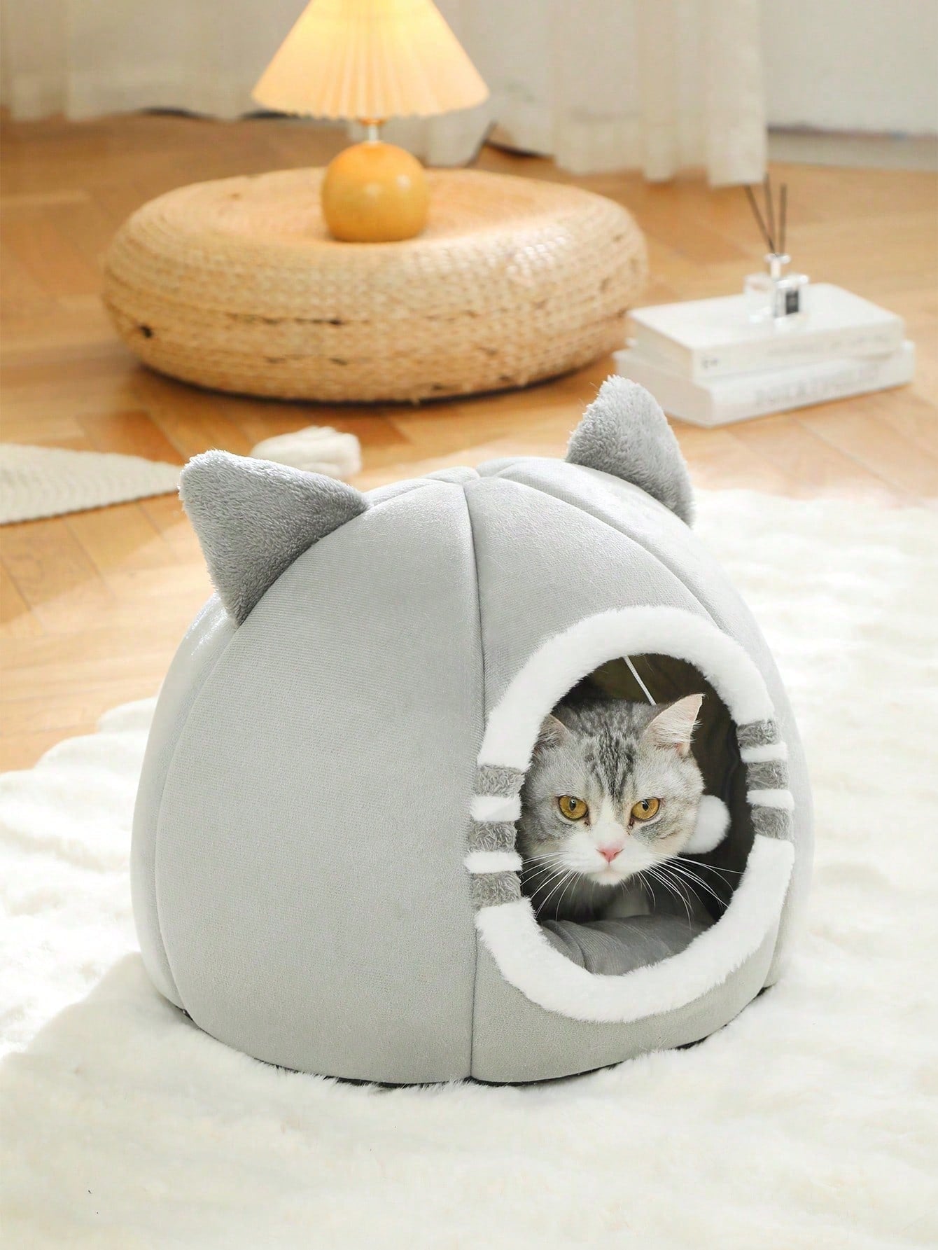 Washable Cat Cave Bed for Indoor Cats & Kittens | Soft Plush Pet House