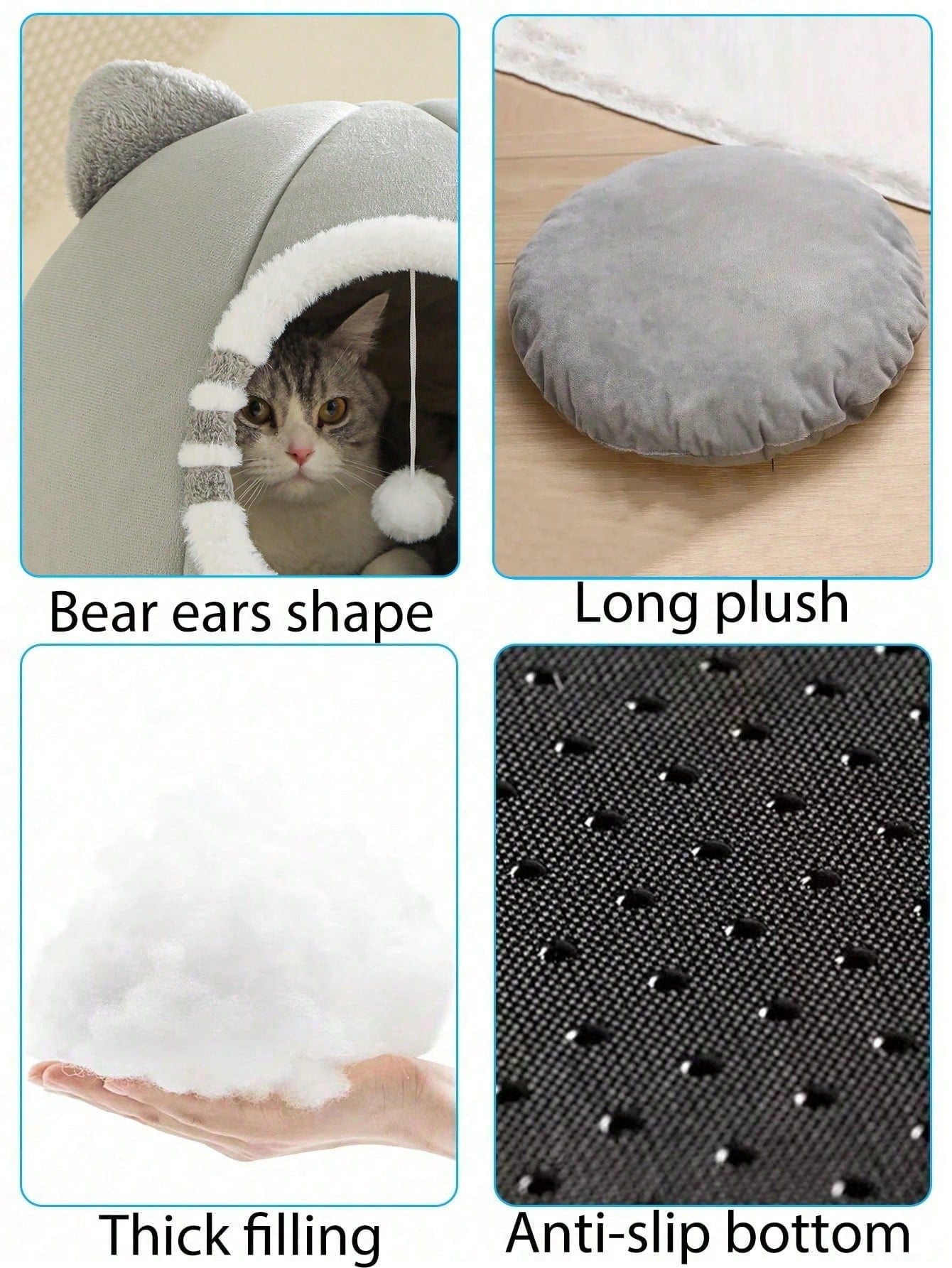 Washable Cat Cave Bed for Indoor Cats & Kittens | Soft Plush Pet House