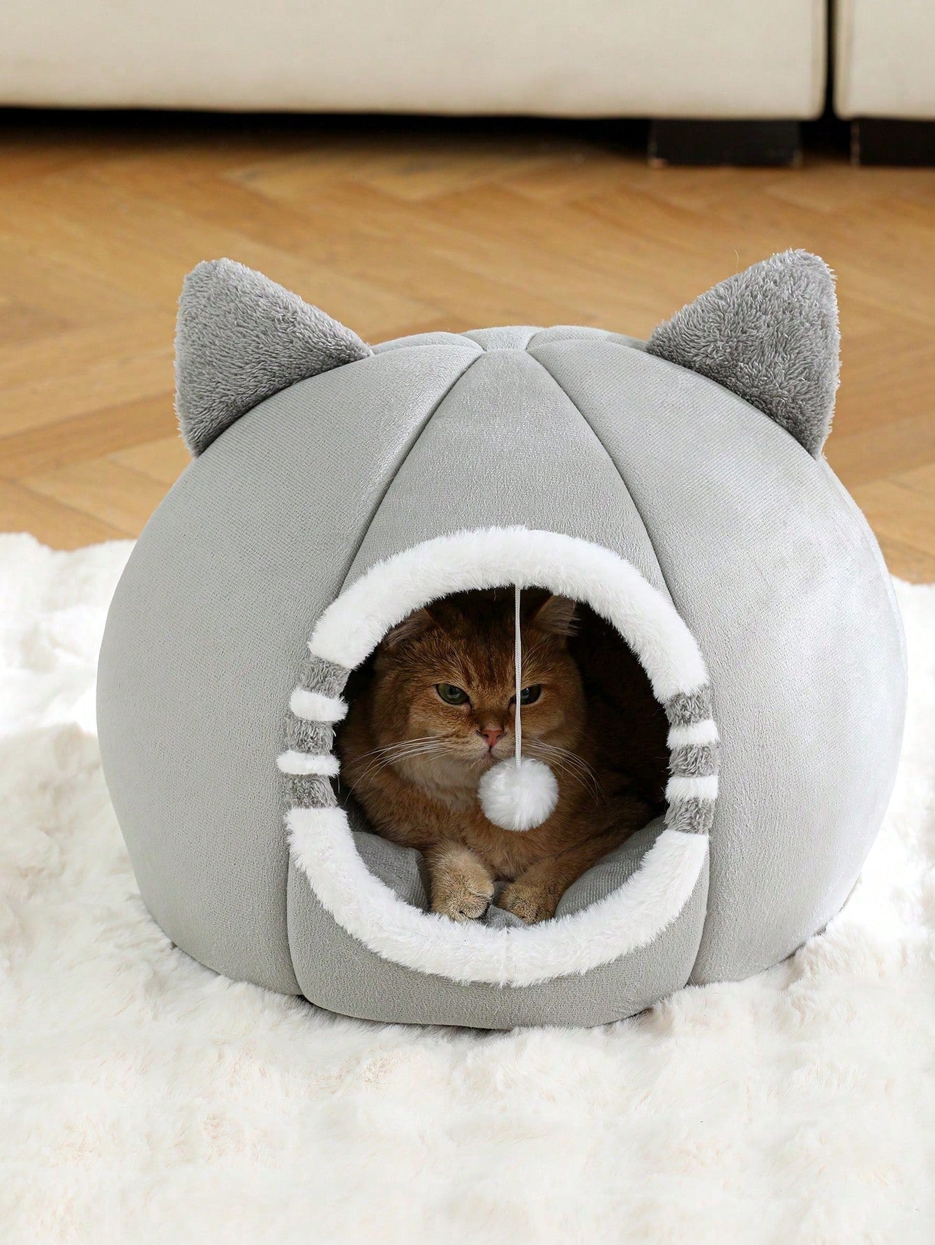 Washable Cat Cave Bed for Indoor Cats & Kittens | Soft Plush Pet House