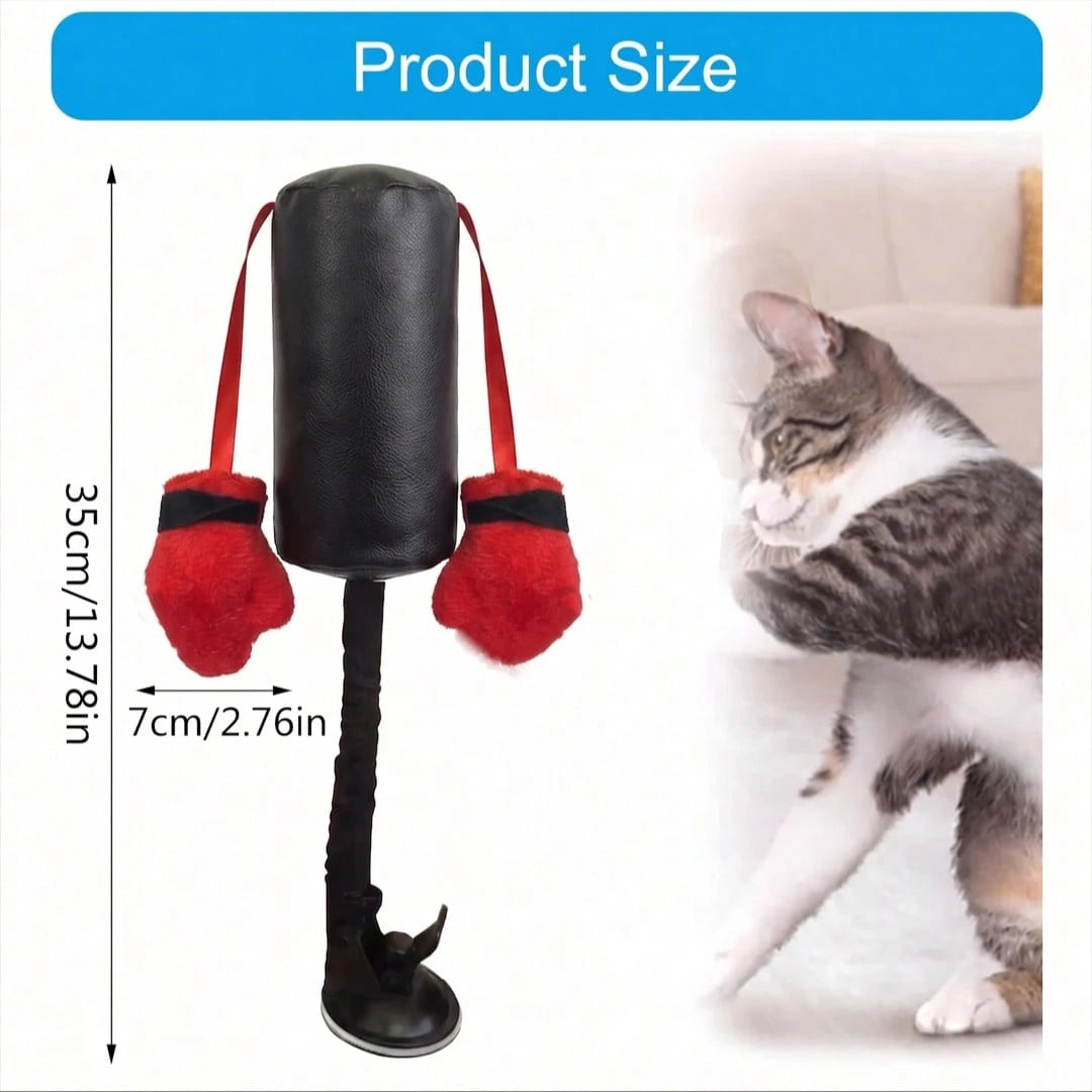 Interactive Cat Punching Bag Toy with Hanging Boxing Gloves | Fun Exercise Toy for Indoor Cats