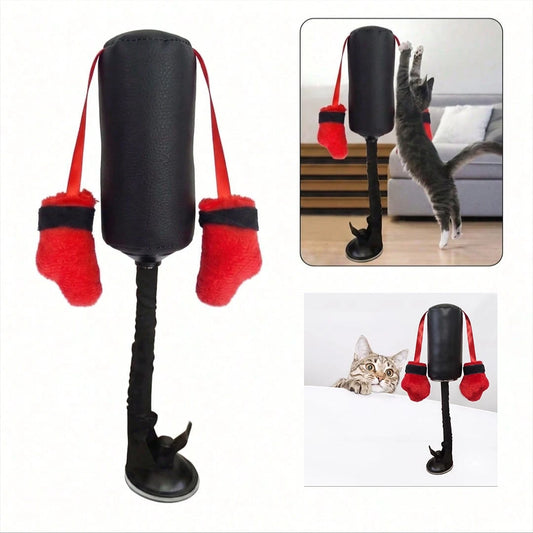 Interactive Cat Punching Bag Toy with Hanging Boxing Gloves | Fun Exercise Toy for Indoor Cats