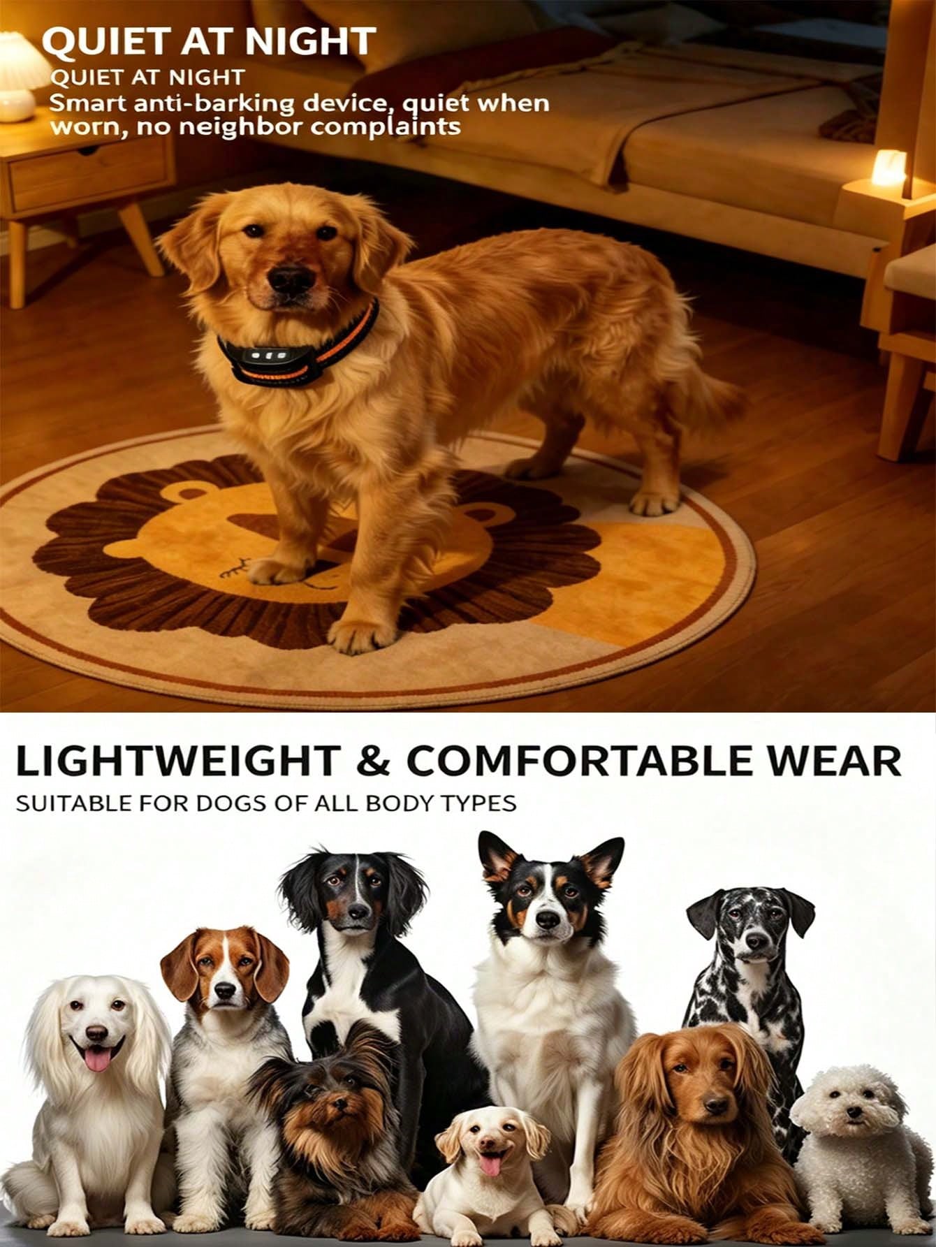 Automatic Rechargeable Bark Collar for Dogs | Waterproof Anti-Bark Training Collar