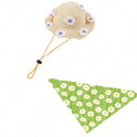 Cute Daisy Pet Straw Hat with Bandana | Summer Dog & Cat Sun Hat