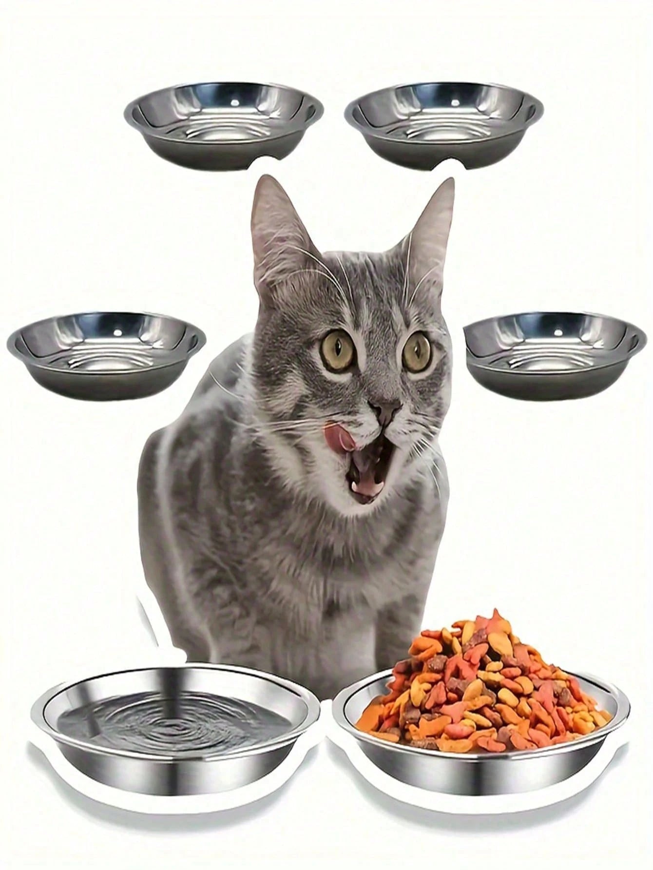 Stainless Steel Bowl | Wide & Shallow Pet Food & Water Dish