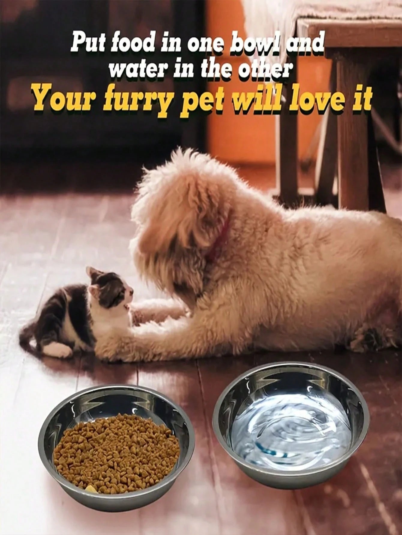 Stainless Steel Bowl | Wide & Shallow Pet Food & Water Dish