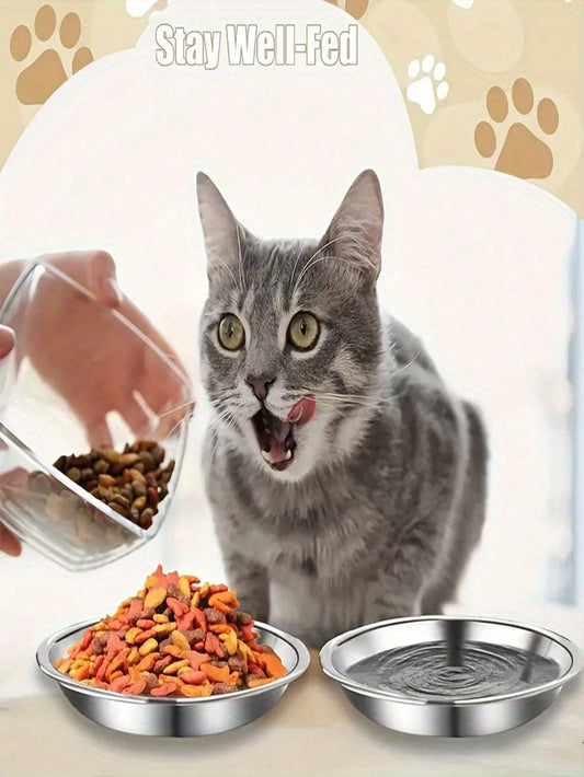 Stainless Steel Bowl | Wide & Shallow Pet Food & Water Dish
