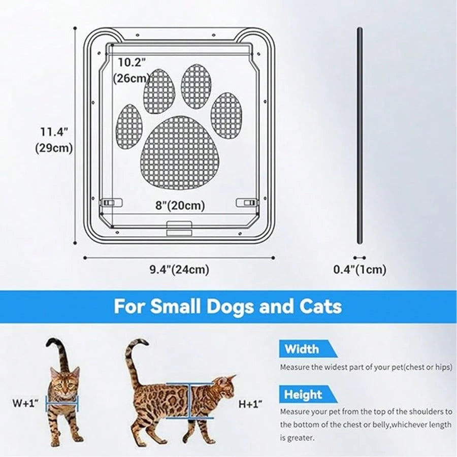 4-Way Lock Cat Door – Weatherproof Pet Flap for Windows & Thin Doors