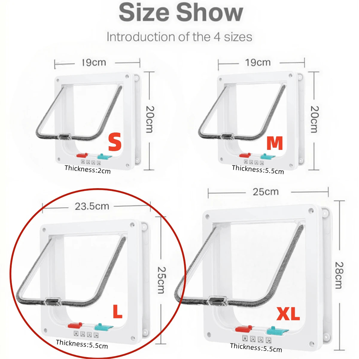 4-Way Lock Cat Door – Weatherproof Pet Flap for Windows & Thin Doors