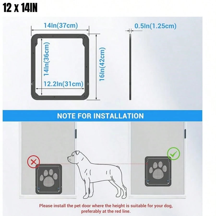 4-Way Lock Cat Door – Weatherproof Pet Flap for Windows & Thin Doors