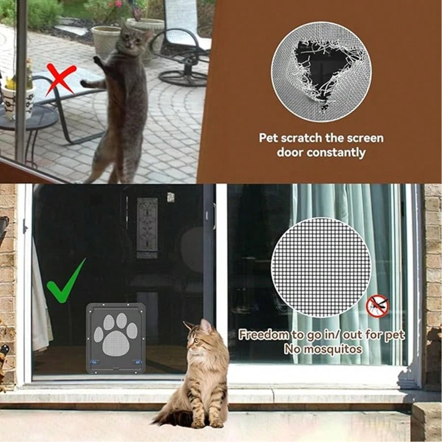 4-Way Lock Cat Door – Weatherproof Pet Flap for Windows & Thin Doors