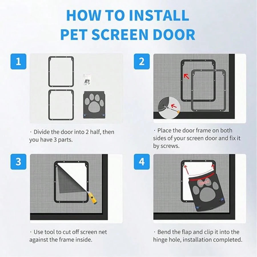4-Way Lock Cat Door – Weatherproof Pet Flap for Windows & Thin Doors