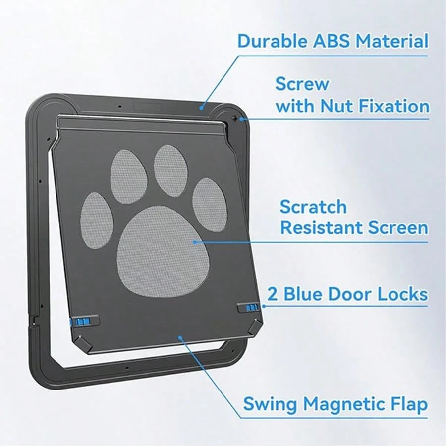 4-Way Lock Cat Door – Weatherproof Pet Flap for Windows & Thin Doors