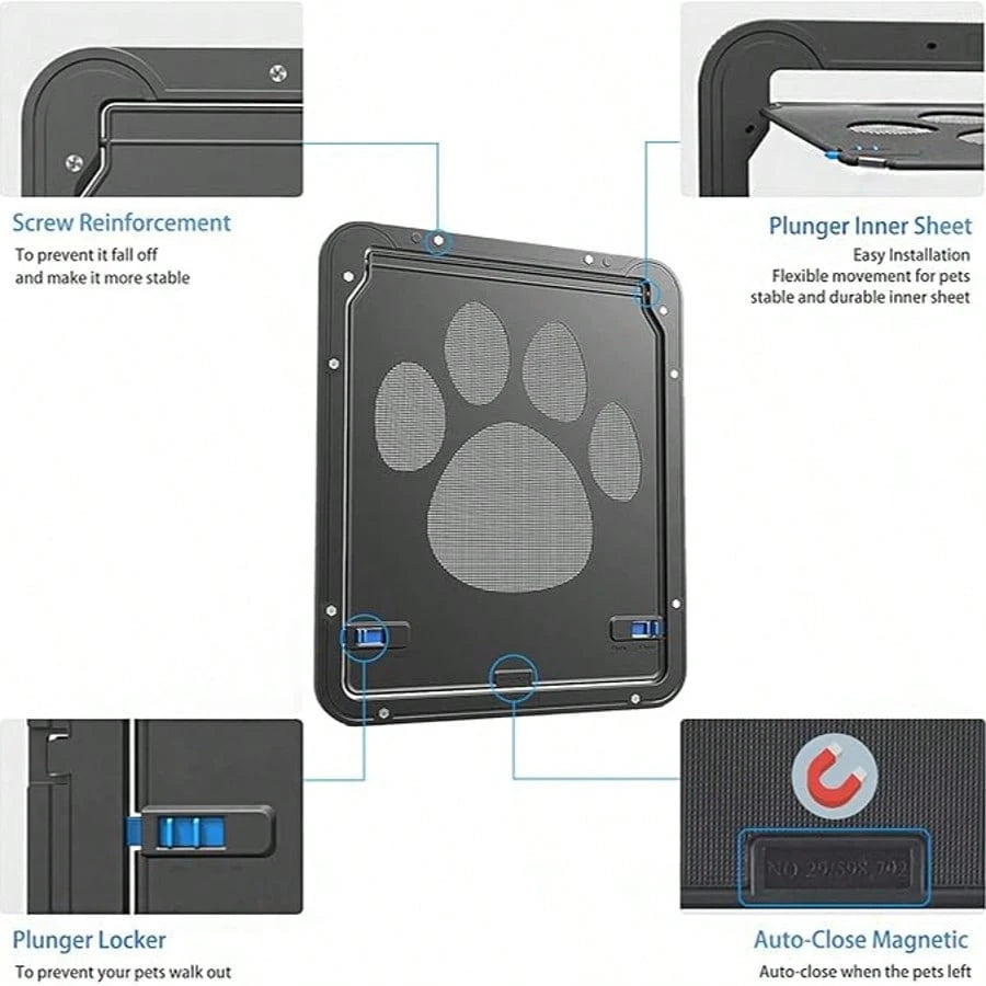 4-Way Lock Cat Door – Weatherproof Pet Flap for Windows & Thin Doors