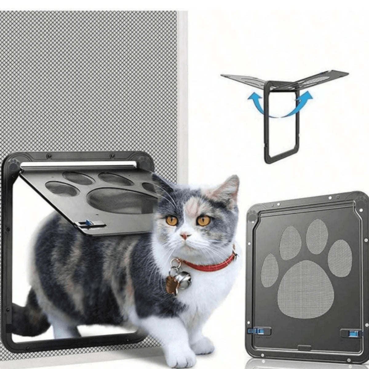 4-Way Lock Cat Door – Weatherproof Pet Flap for Windows & Thin Doors