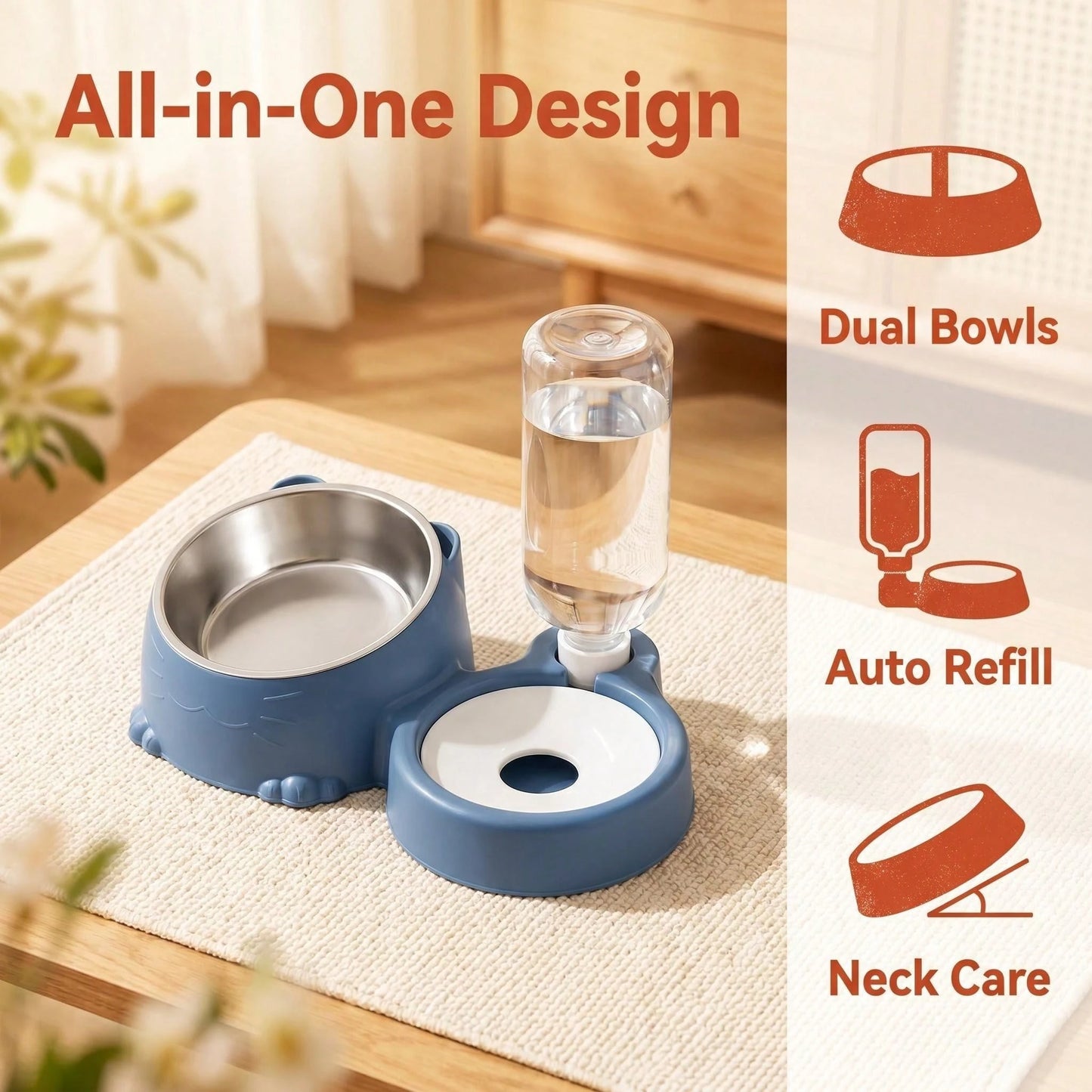 2-in-1 Automatic Cat & Dog Food and Water Bowl – Elevated Pet Feeder