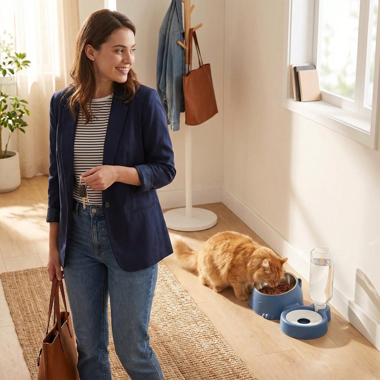 2-in-1 Automatic Cat & Dog Food and Water Bowl – Elevated Pet Feeder