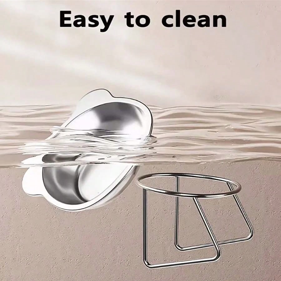 420ml Elevated Stainless Steel Cat Bowl – 15° Tilted Bowl with Stand
