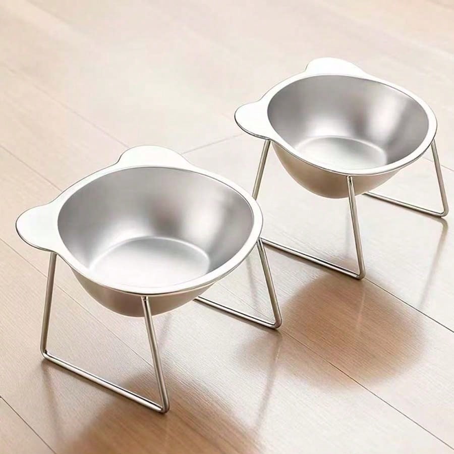 420ml Elevated Stainless Steel Cat Bowl – 15° Tilted Bowl with Stand