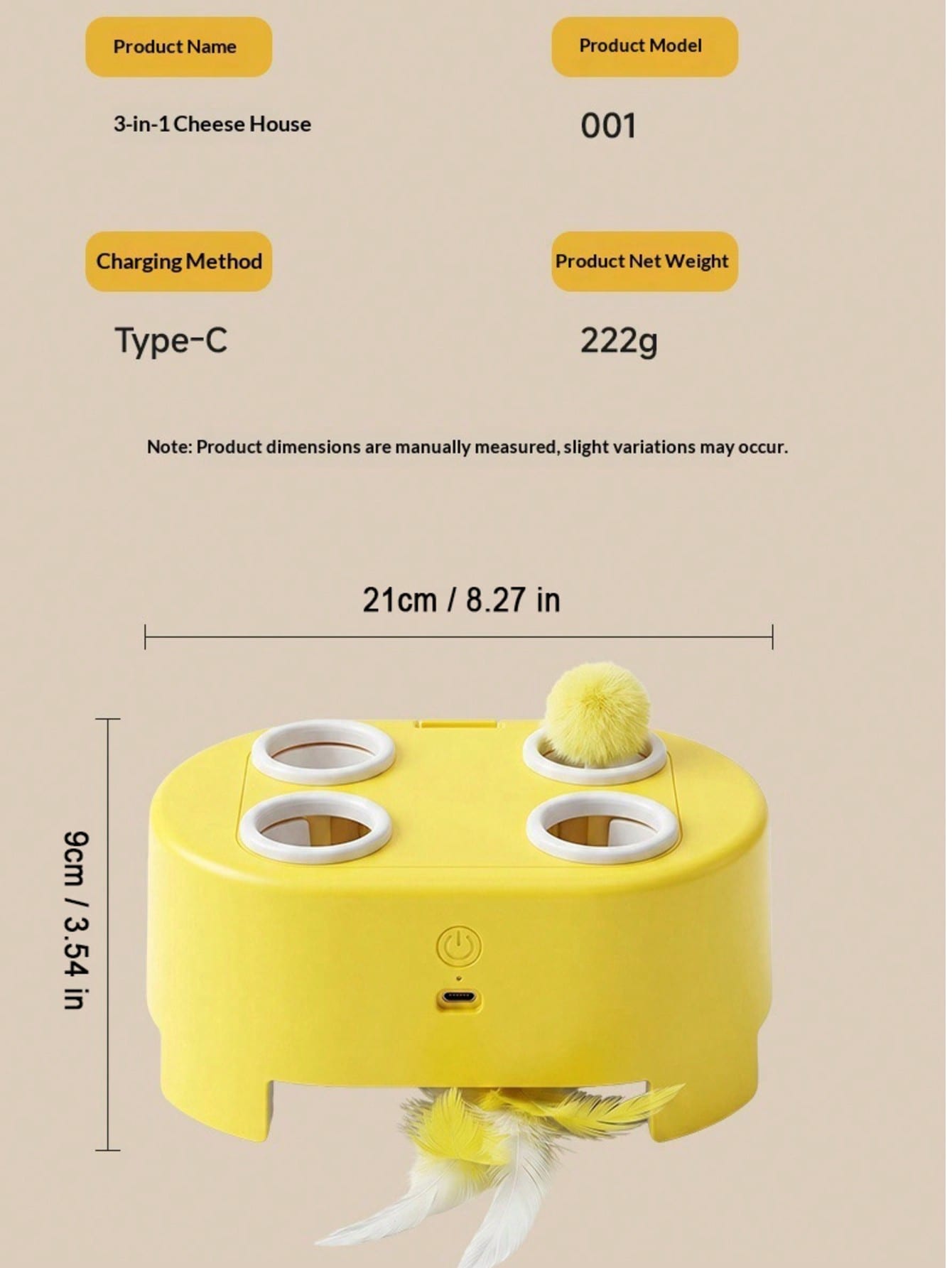 3-in-1 Interactive Cat Toy with Rotating Feather & Bionic Mouse | USB Rechargeable