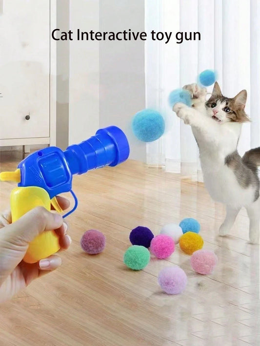 Interactive Cat Ball Launcher Set with Plush Balls | Indoor Cat Toy