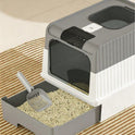 Extra Large Enclosed Cat Litter Box with Front Entry & Top Exit | Drawer Design with Scoop