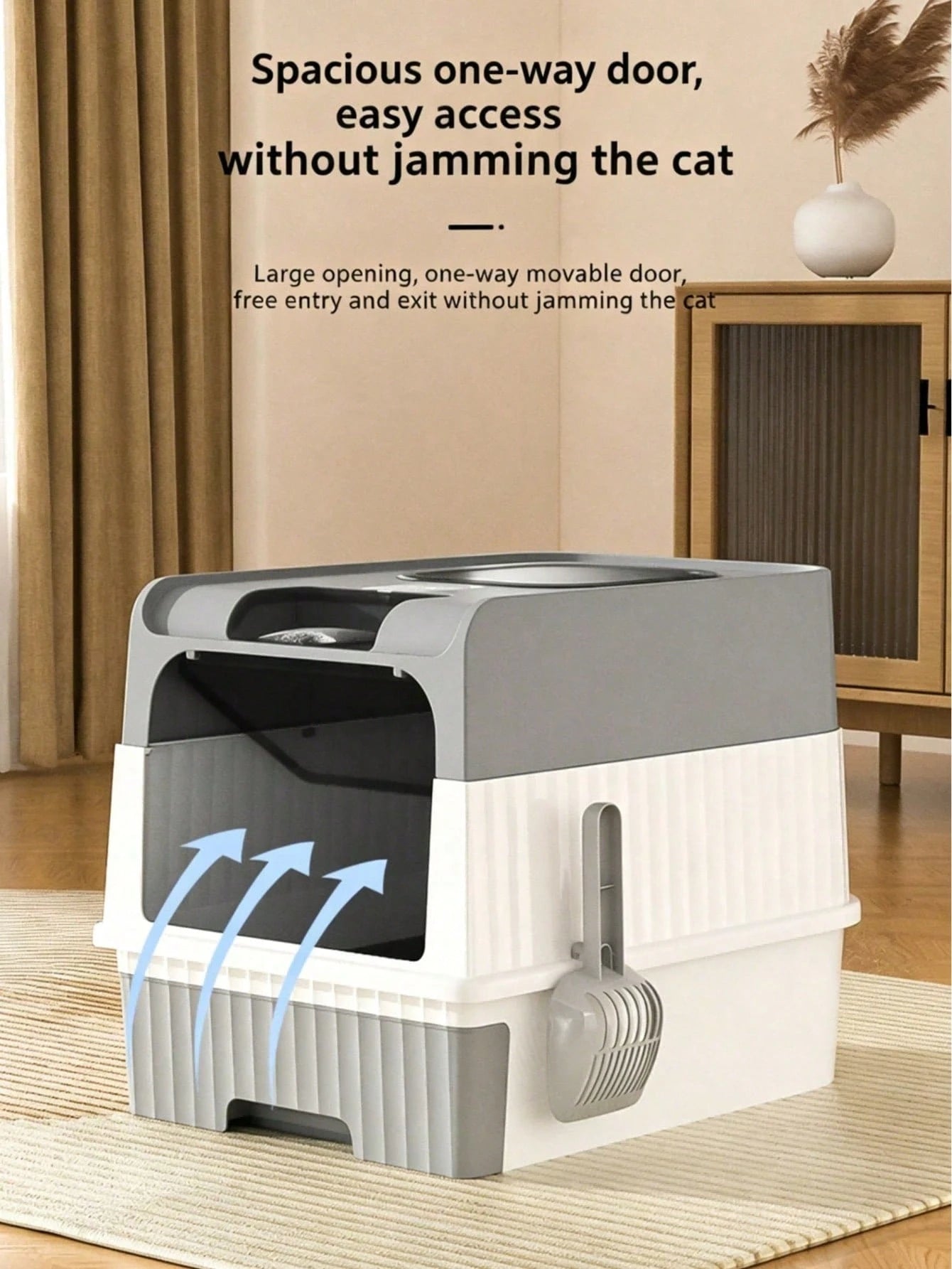 Extra Large Enclosed Cat Litter Box with Front Entry & Top Exit | Drawer Design with Scoop