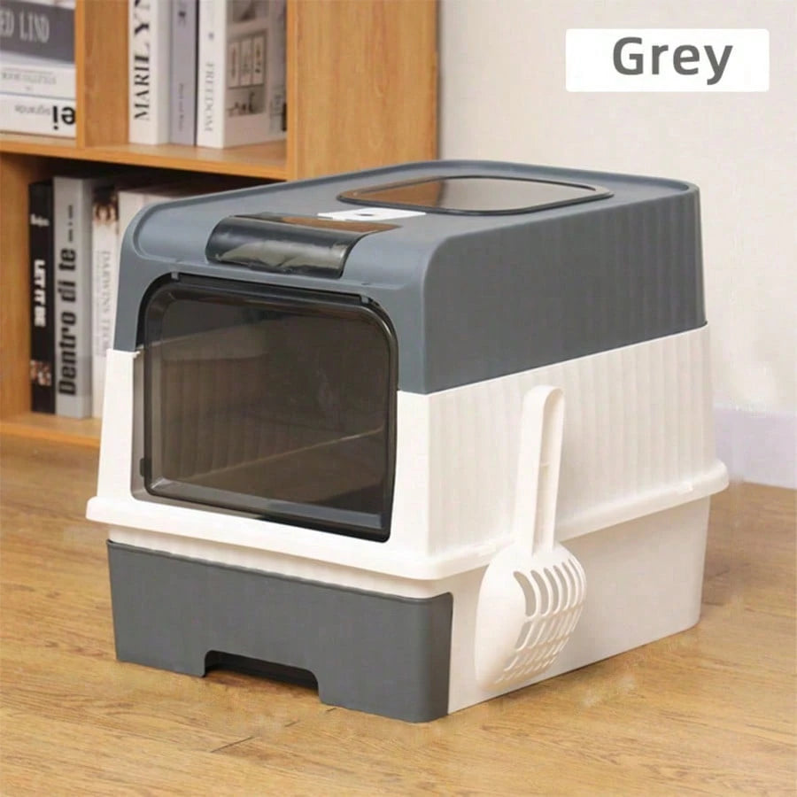 Extra Large Enclosed Cat Litter Box with Front Entry & Top Exit | Drawer Design with Scoop
