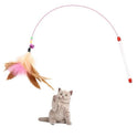 Interactive Cat Wand Toy with Feathers & Bell – Flexible Teaser Wand