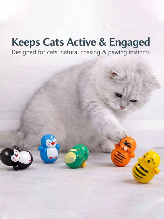 Interactive Cat Wobble Balls | Rolling Toys for Indoor Cats (set of 5 pieces)