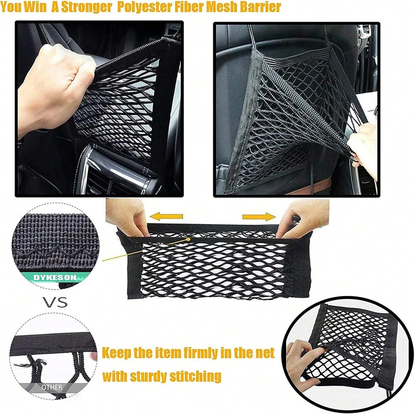 Pet Car Barrier Net with Storage Pocket | Universal Dog Car Divider