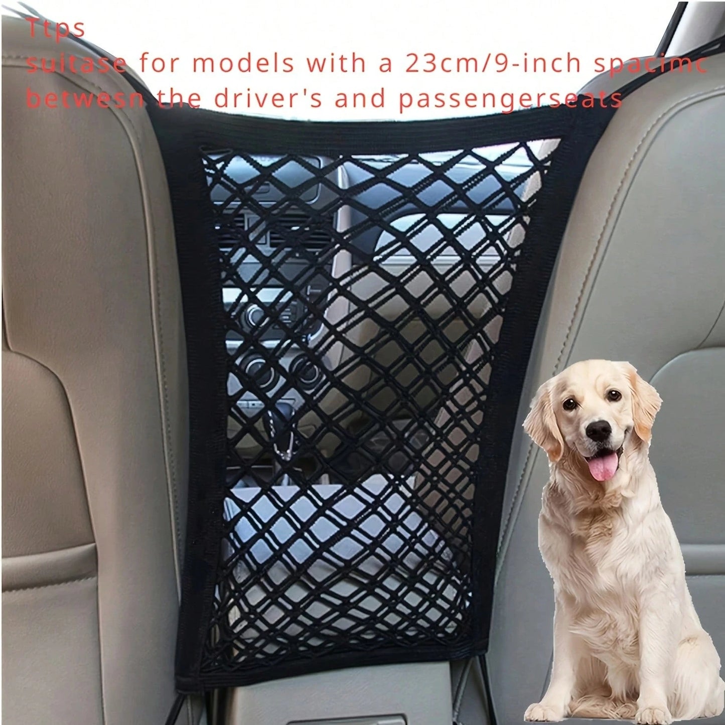 Pet Car Barrier Net with Storage Pocket | Universal Dog Car Divider
