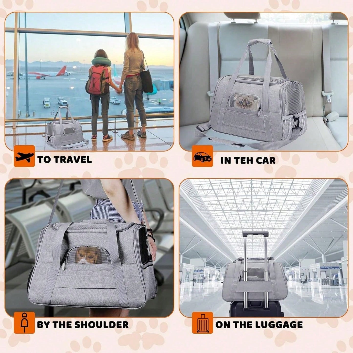 Soft Pet Carrier Bag | Foldable Breathable Cat & Dog Travel Carrier