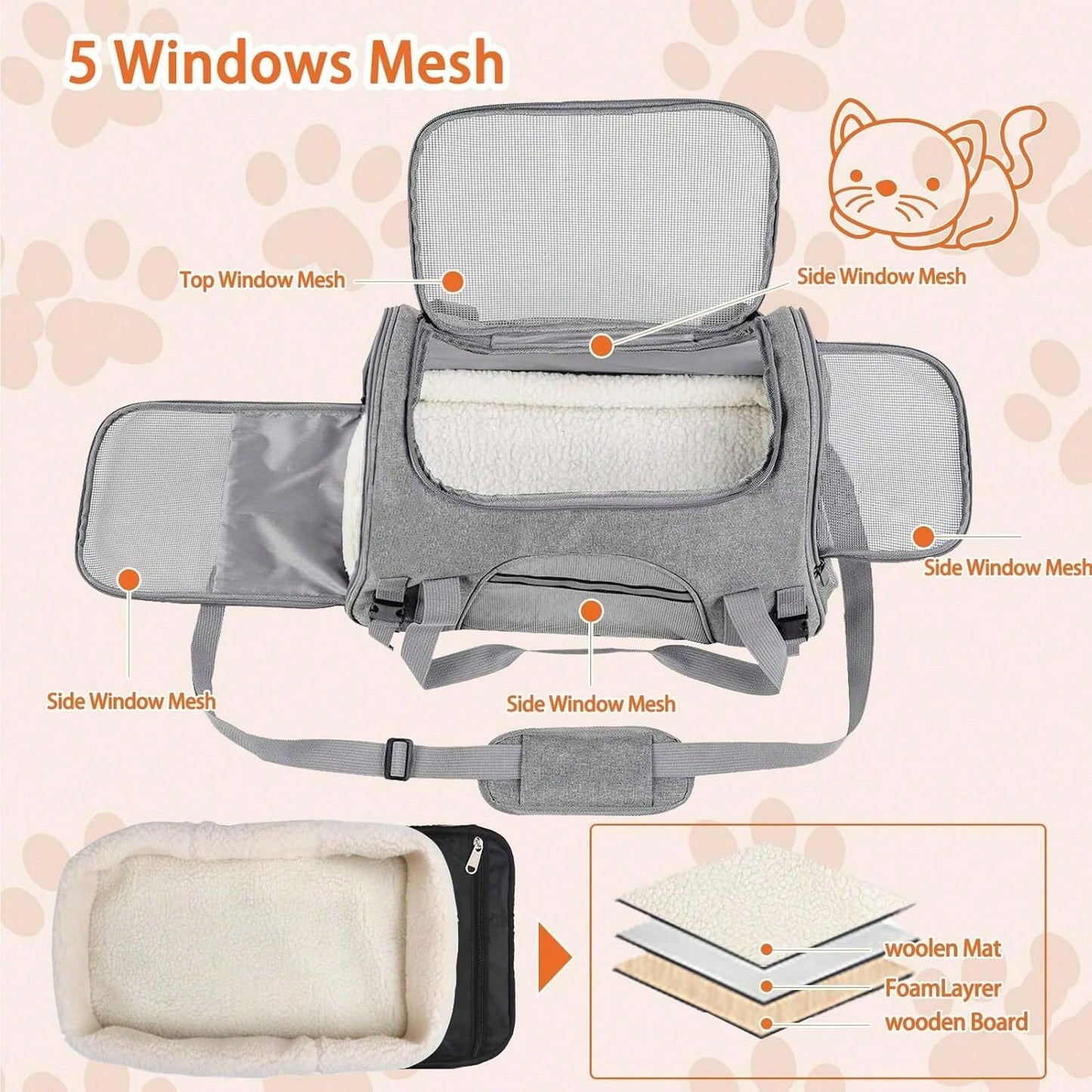 Soft Pet Carrier Bag | Foldable Breathable Cat & Dog Travel Carrier