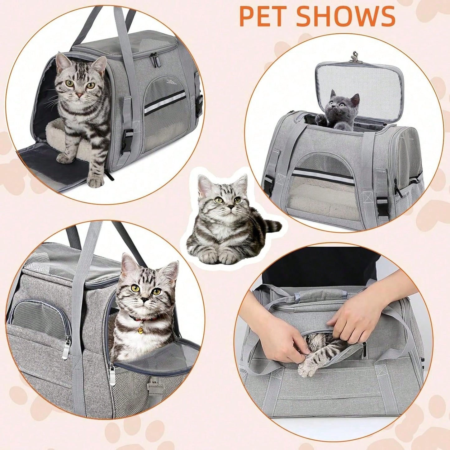 Soft Pet Carrier Bag | Foldable Breathable Cat & Dog Travel Carrier