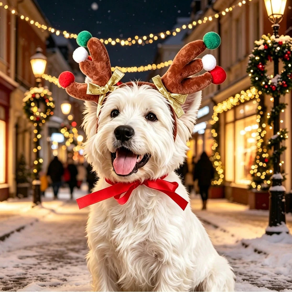 Christmas Reindeer Antler Headband for Dogs & Cats – Pet Holiday Accessory