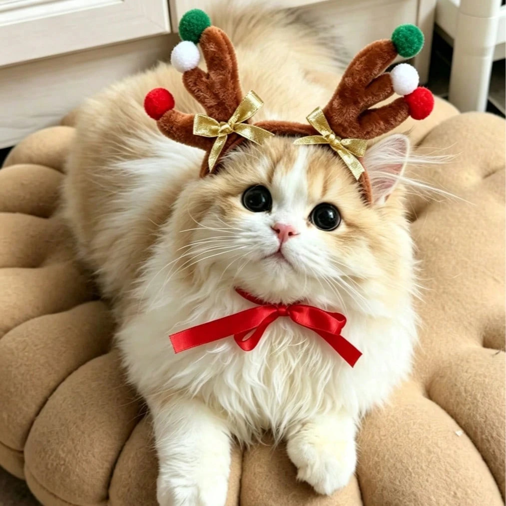 Christmas Reindeer Antler Headband for Dogs & Cats – Pet Holiday Accessory