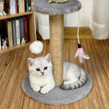 Mini Sisal Cat Scratching Post with Pom-Pom & Feather Toy | Interactive Cat Treec