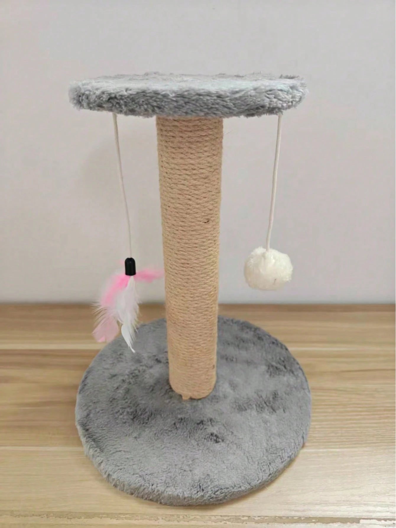 Mini Sisal Cat Scratching Post with Pom-Pom & Feather Toy | Interactive Cat Treec