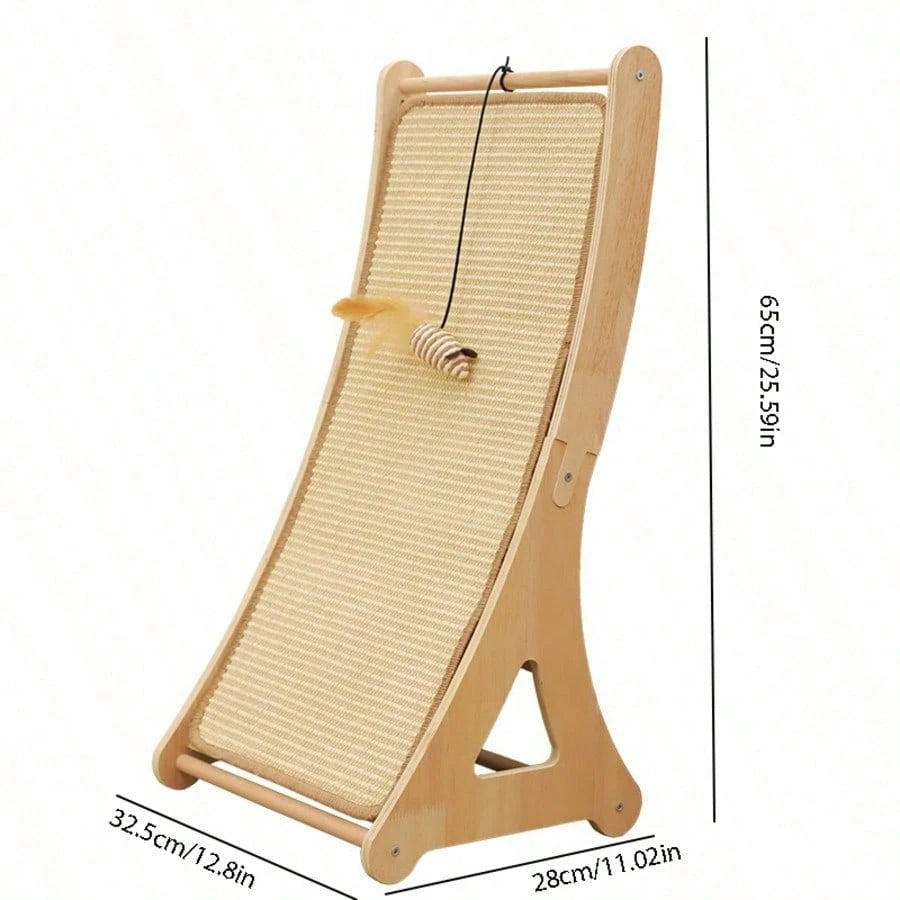 Curved Sisal Cat Scratching Post with Hanging Feather Toy | Durable Cat Scratcher