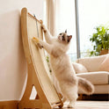 Curved Sisal Cat Scratching Post with Hanging Feather Toy | Durable Cat Scratcher