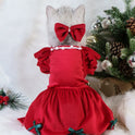 Santa Claus Princess Pet Dress – Warm Christmas Fleece Outfit for Dogs & Cats