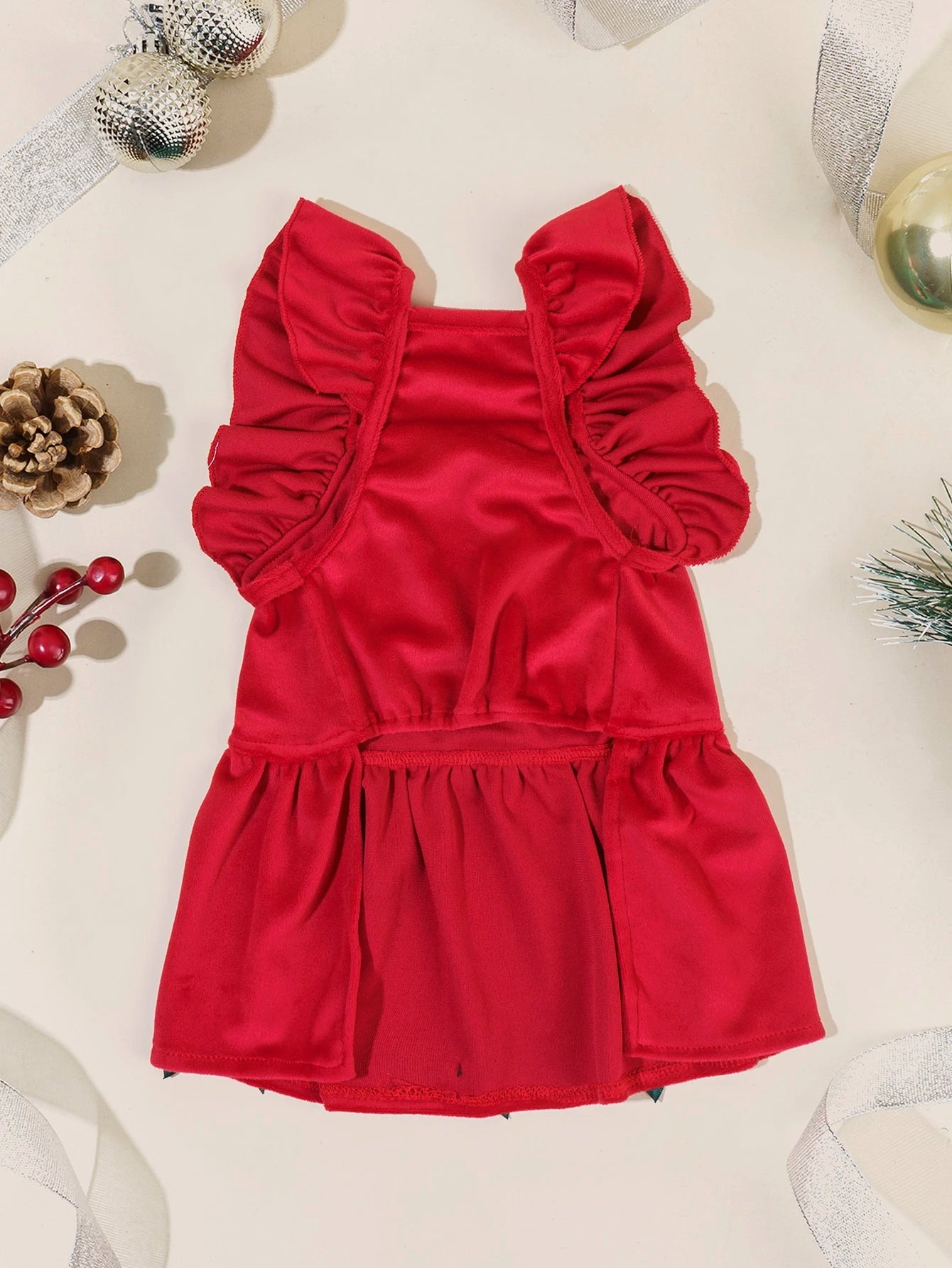 Santa Claus Princess Pet Dress – Warm Christmas Fleece Outfit for Dogs & Cats