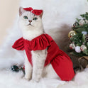 Santa Claus Princess Pet Dress – Warm Christmas Fleece Outfit for Dogs & Cats