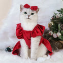 Santa Claus Princess Pet Dress – Warm Christmas Fleece Outfit for Dogs & Cats