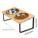 Raised Stainless Steel Double Pet Bowls | Tilted Cat & Dog Feeder