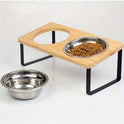 Raised Stainless Steel Double Pet Bowls | Tilted Cat & Dog Feeder