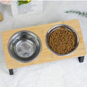 Raised Stainless Steel Double Pet Bowls | Tilted Cat & Dog Feeder