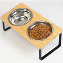 Raised Stainless Steel Double Pet Bowls | Tilted Cat & Dog Feeder